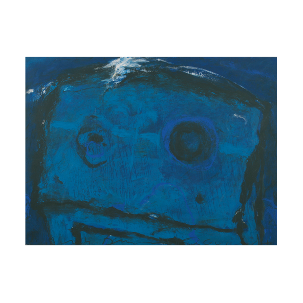 Blaue Komode mit Taube