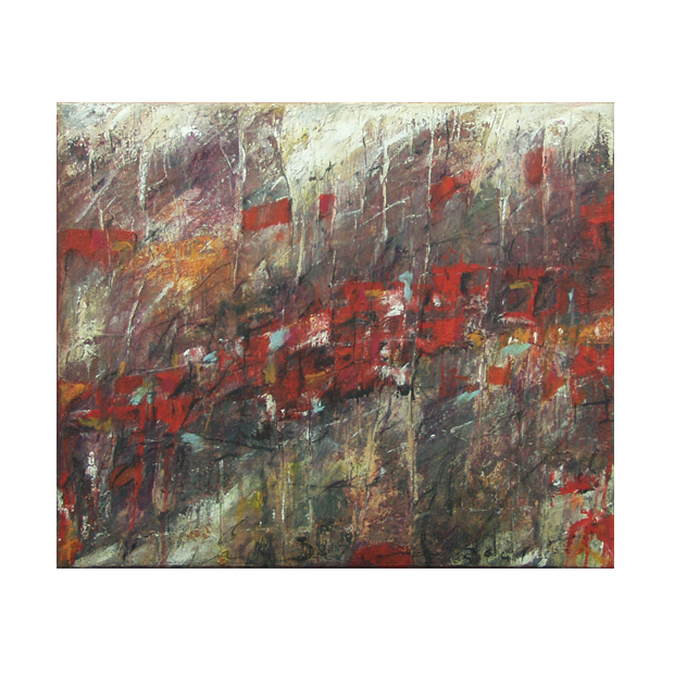 Feld mit roten Tüchern